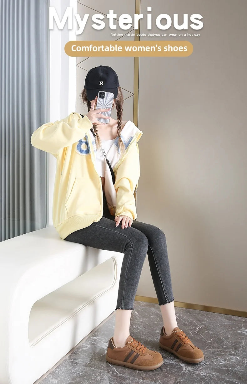 2025 New Autumn/Winter Women's Shoes Comfortable Casual Shoes College Style Wide Toe Soft Flat Shoes Outdoor Casual Sports Shoes