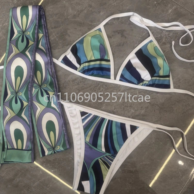 Luxury Design Women's Scarf Bikini Sets Letter Signature Logo Designer Brand Lady Headband Swimsuits