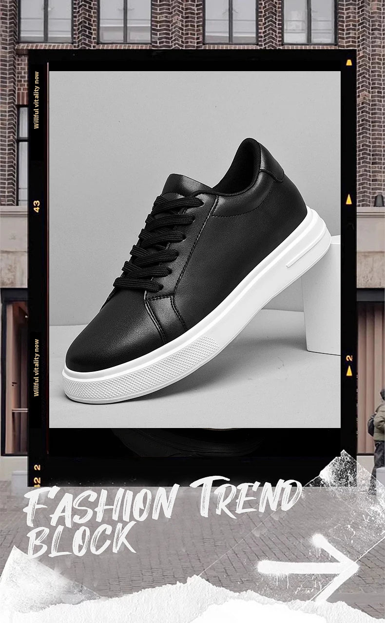 New  Men's Sneakers Elevator Shoes Heightening Height Increase Insole 6-10CM High Heels Shoes Leather Sport Shoes Men Shoes