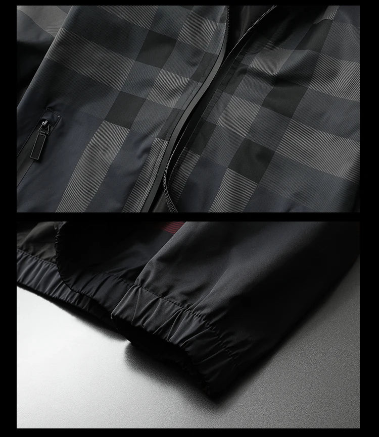 New Korean style fashionable striped jacket, high-quality hooded zipper jacket, men's slim fit jacket