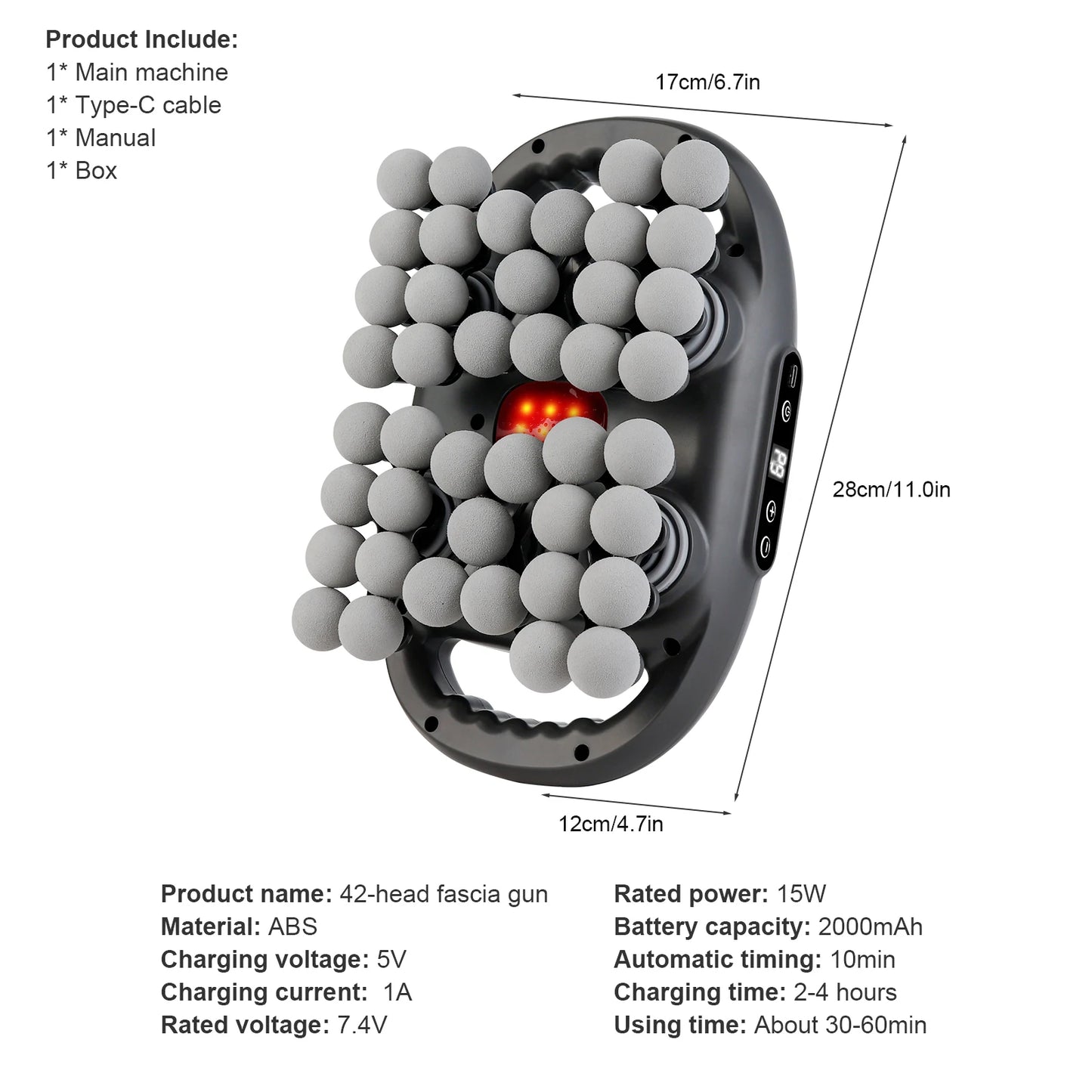 Multi-head Fascia Gun Deep Relaxation Muscle Red Light Deep Tissue Body Muscle Massage Gun