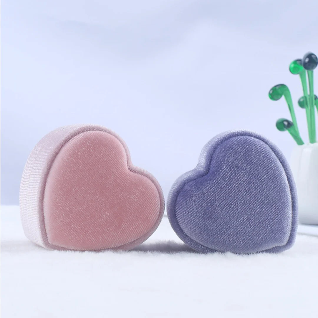 New Creative Heart Shaped Velvet Ring Box Jewelry Packaging Storage Box Propose Marriage Wedding Ring Organizer Display Case