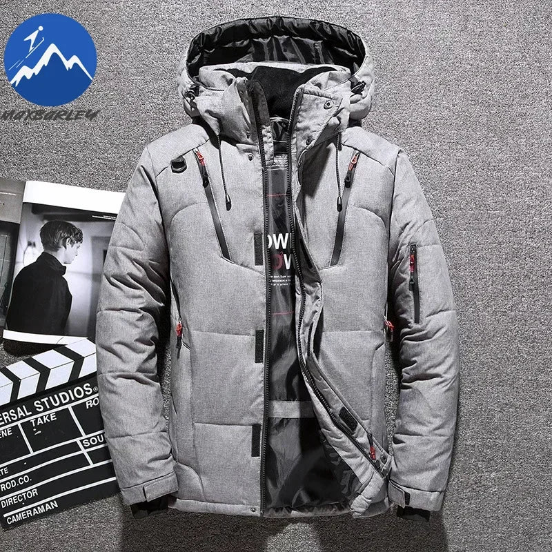 -20 Degree Winter Men White Duck Down Jacket Thick Warm Snow Coat Male Hood Windbreaker Down Parkas Outerwear Sportswear Puffer