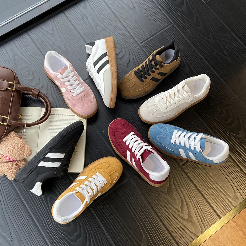 2025 Autumn New  Fashionable Comfortable Casual Sneakers Retro Thick-soled Sneakers Women's College Style Board Shoes Big Size