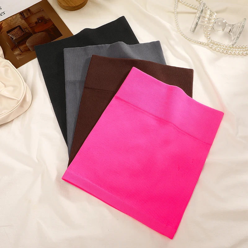 1Pcs Spring Summer New High Waist Elastic Business Women's Mini Skirt Black Slimming Knitted Half Body Skirt Professional Work