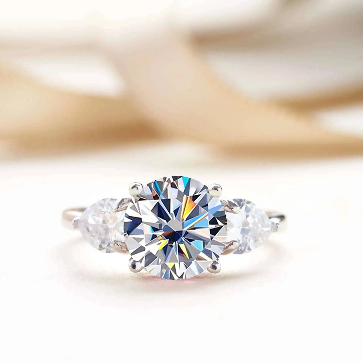 Luxury 9mm 3ct D Color Moissanite Rings Classic 4 Prong S925 Sterling Silver Fine Jewelry Dating Gift For Women Wedding Bands