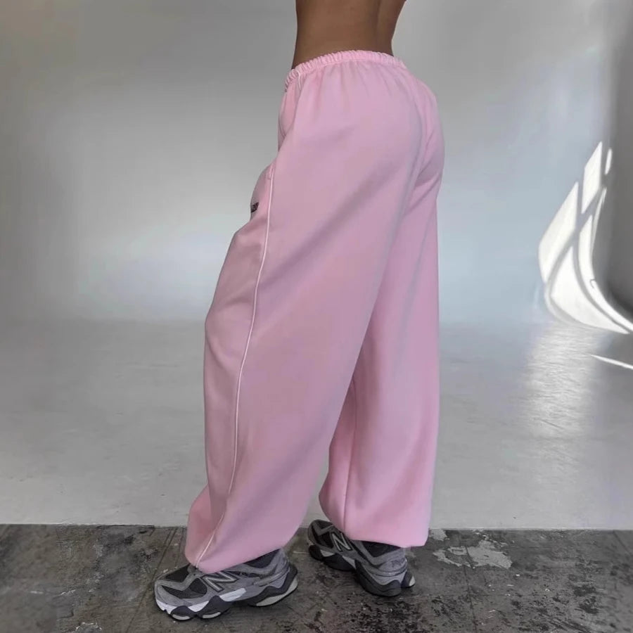 American Black Retro Hip-Hop Oversized Woman Fashion Streetwear Casual Sweatpants Loose Jogging Pants High Waist Wide-Leg Pants