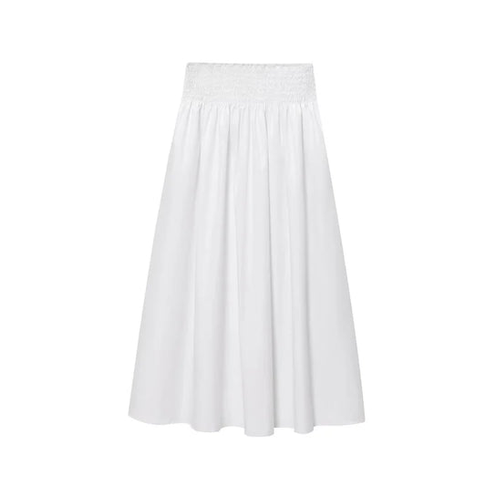 Women's Skirt 2025 New European and American Style Solid Color Poplin Long Skirt Summer Women's Casual Midi Skirt