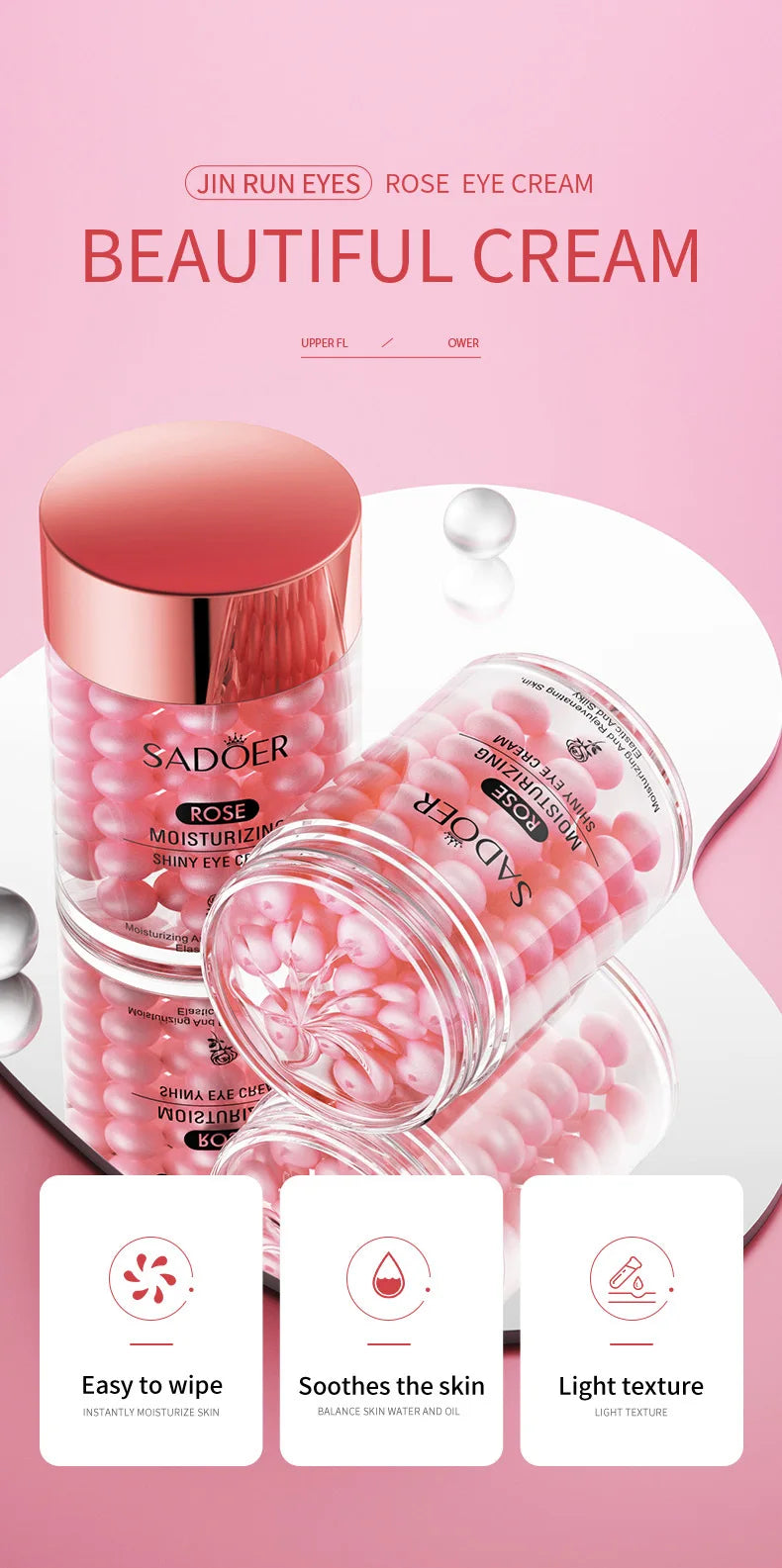 SADOER Hyaluronic Acid 24K Golden Sakura Eye Cream Anti Dark Circles Anti Wrinkles Moisturizing Anti-aging Creams Eyes Skin Care