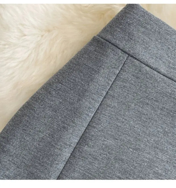 High Waist Midi Skirt Women's OL Profional Slimming Side Slit Wrap around A-Line One Step Skirt Korean Sle Commute Pure ...