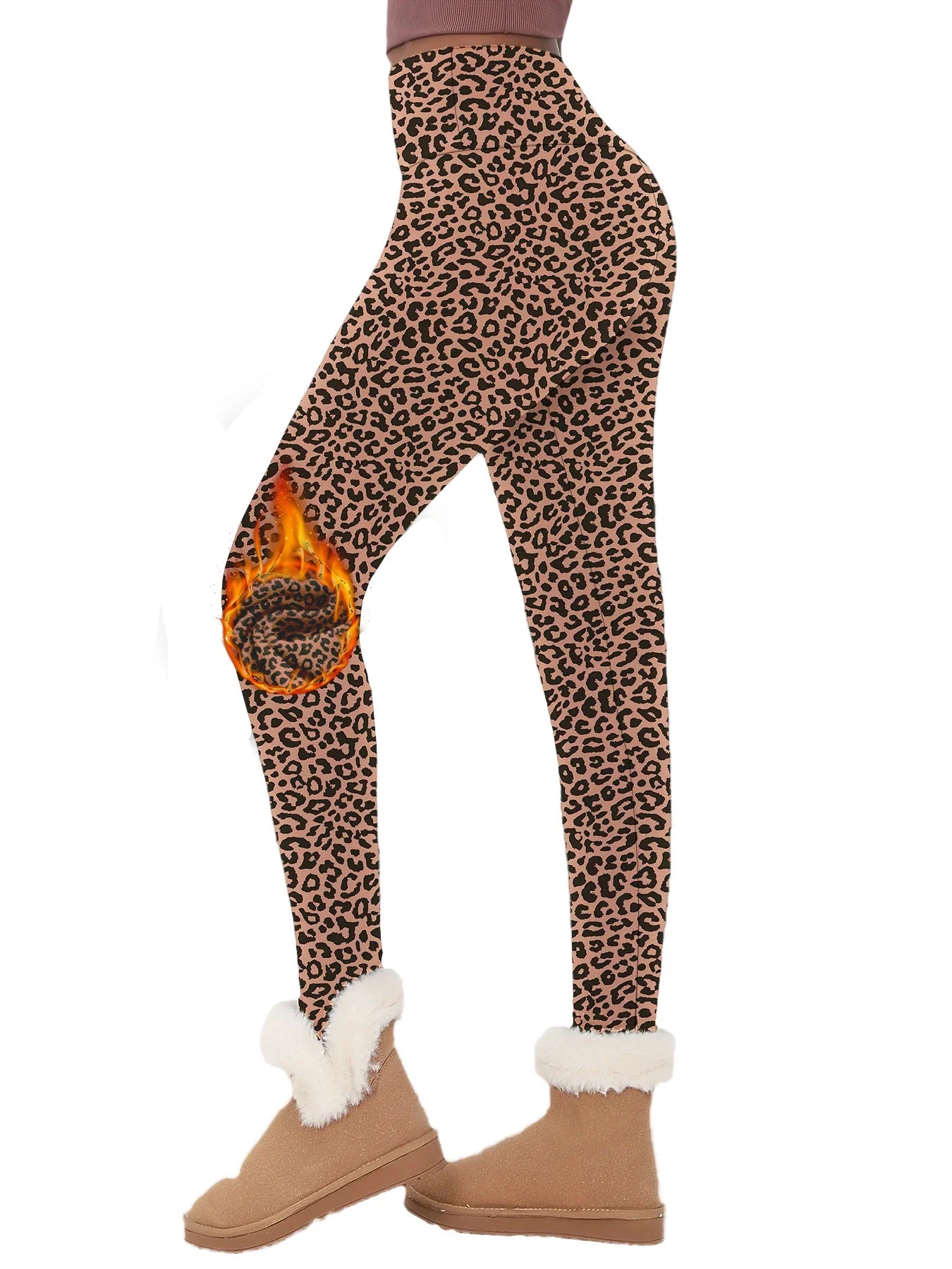 Women's leggings with thermal fleece interior. High waist design provides coverage and comfort for yoga and workout sessions