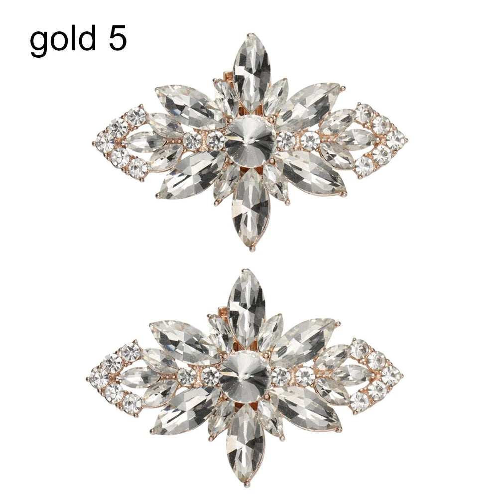 1Pair Detachable Shoes Decorations Shiny Crystal Shoes Clip Charm Buckle Rhinestone Brooch Women Bag Pendant Bride Accessories