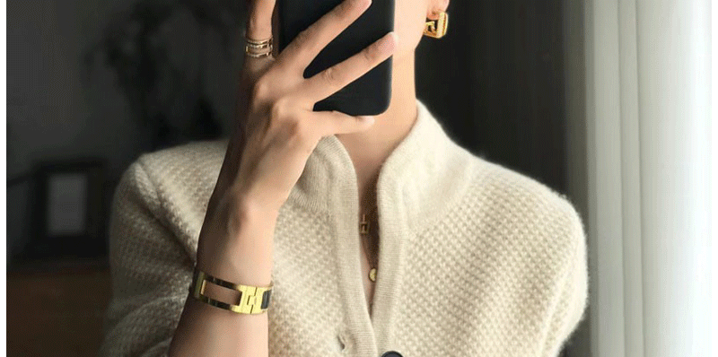 Autumn Winter New Thickened 100% Cashmere Wool Cardigan Women Stand Neck Sweater Sweater Loose Knit Base Wool Sweater Jacket