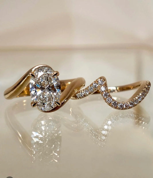 S925 Silver Two-Piece Set, 2.5-Carat Moissanite Combined Ring  suitable for women daily wear, weddings, banquets, holiday gift