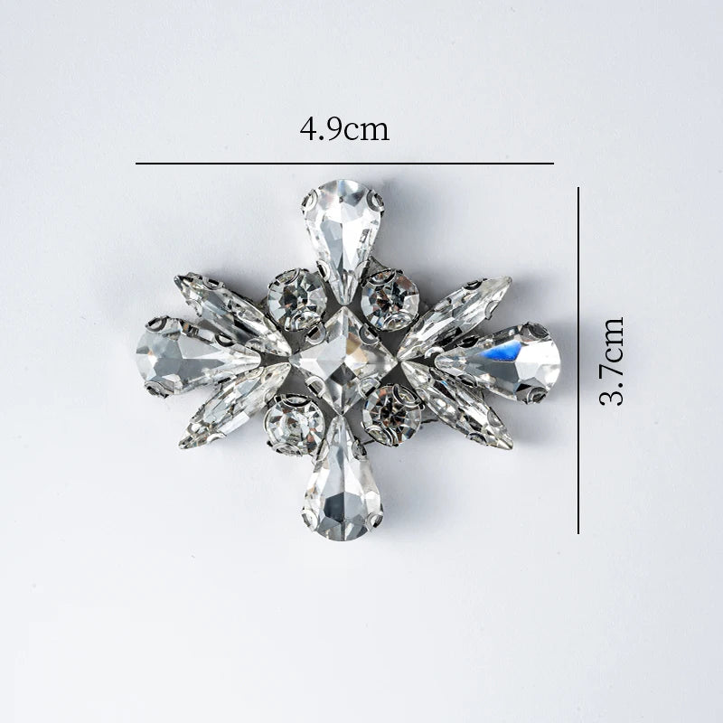 QIAO 5pcs Rhinestones Ornament Crystal Clear Iron on Diamond Rhinestones for Clothing Bags Hoodie Decorations Accessories