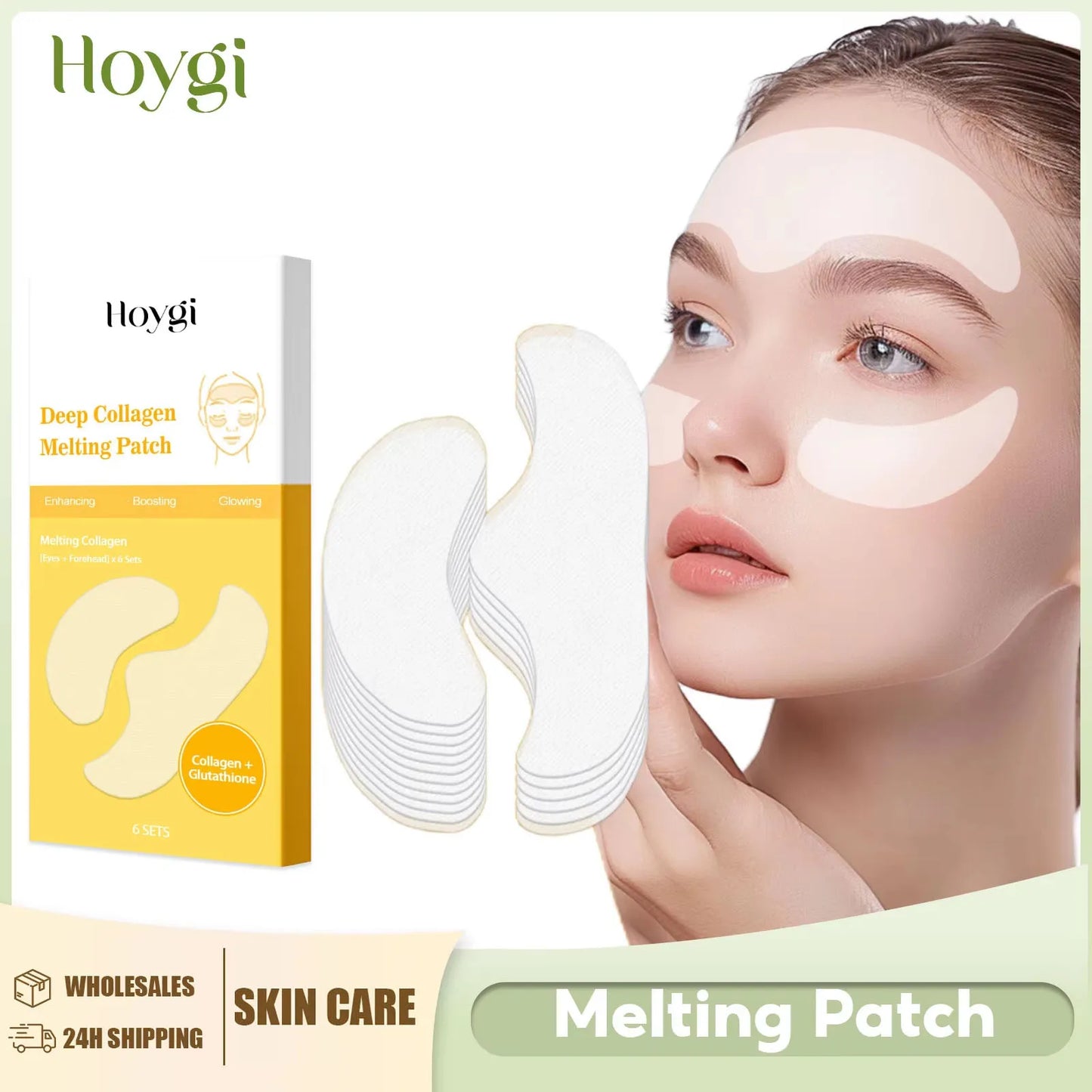 HOYGI Collagen Protein Patche Film Water Soluble Soluble Absorbable for Forehead Eye Area Moisturizing Essence Patch Face Care