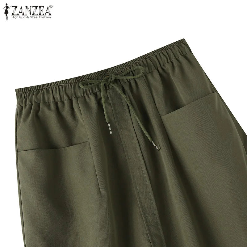 ZANZEA Fashion Women Autumn High Waist Skirts Solid Long Jupes Elegant OL Work Faldas Saia Stylish Holiday Midi Skirt Streetwear