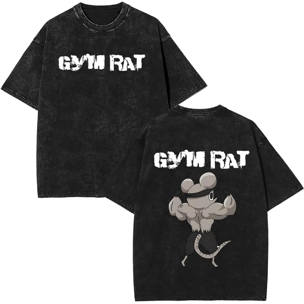 Demon Slayer Tengen Uzui Ninju Mice GYM Washed T Shirts Kimetsu No Yaiba Tee Shirt Cotton T-Shirt Unisex Casual Oversized Tops