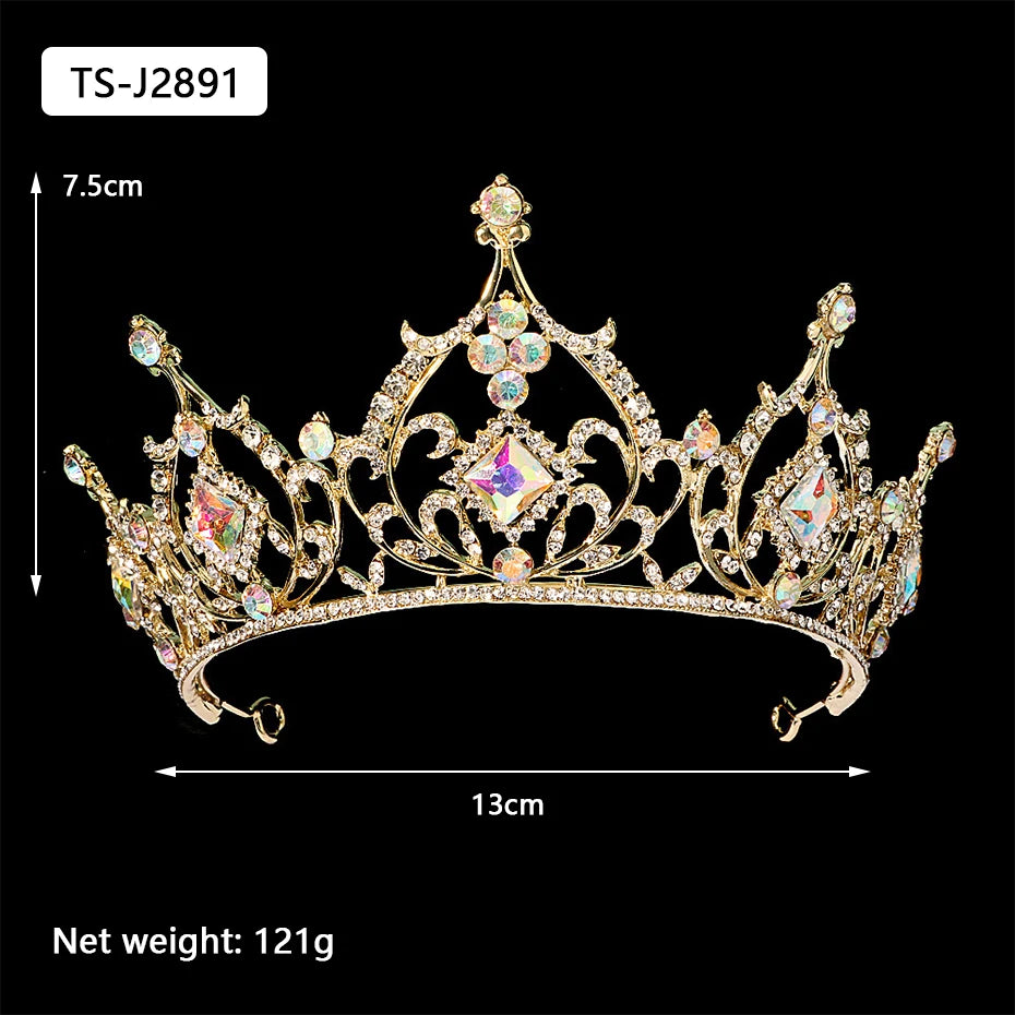 Gold Color Tiaras and Crowns for Women Wedding Bridal Hair Accessories Pearl Rhinestone Headpiece Bride Headdress Prom Jewelry