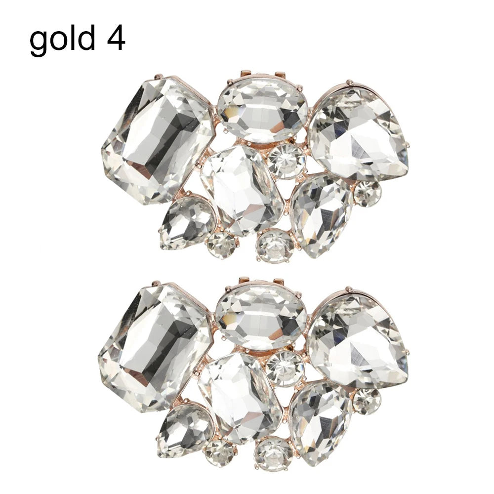 1Pair Detachable Shoes Decorations Shiny Crystal Shoes Clip Charm Buckle Rhinestone Brooch Women Bag Pendant Bride Accessories