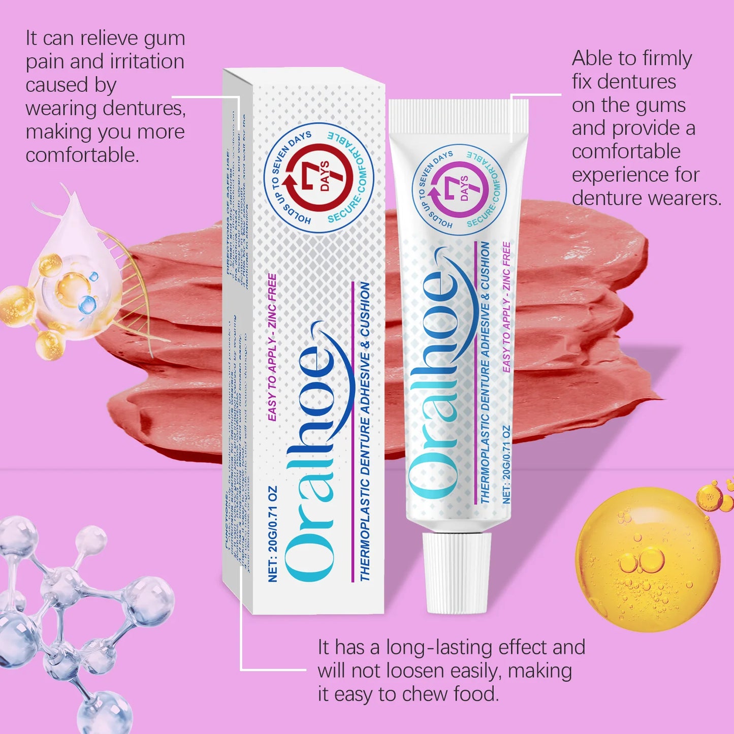 Seamless Fit Thermoplastic Denture Adhesive Comfortable Portable Oral Health Care Long Lasting Reusable Denture Care Dental