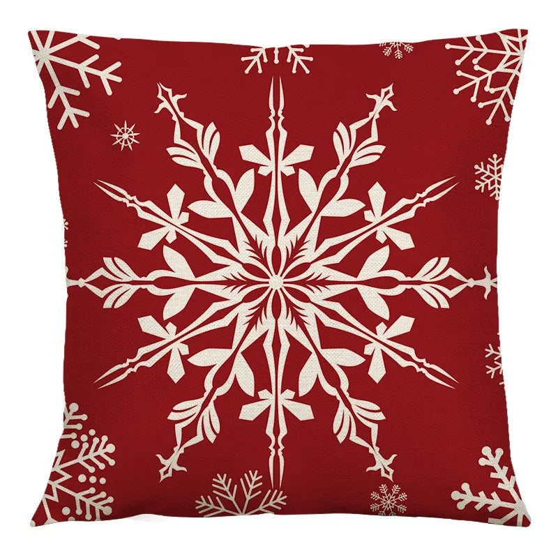 Red Christmas Pillow Cover Winter Snowflake Cushion Covers Spandex Machine Washable For Holiday Party Gift Giving