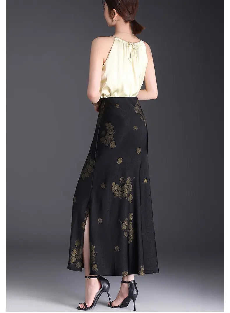 Printed Skirt Women Spring Summer New High-waisted Straight Hip-covered Skirt Temperament Long Skirt