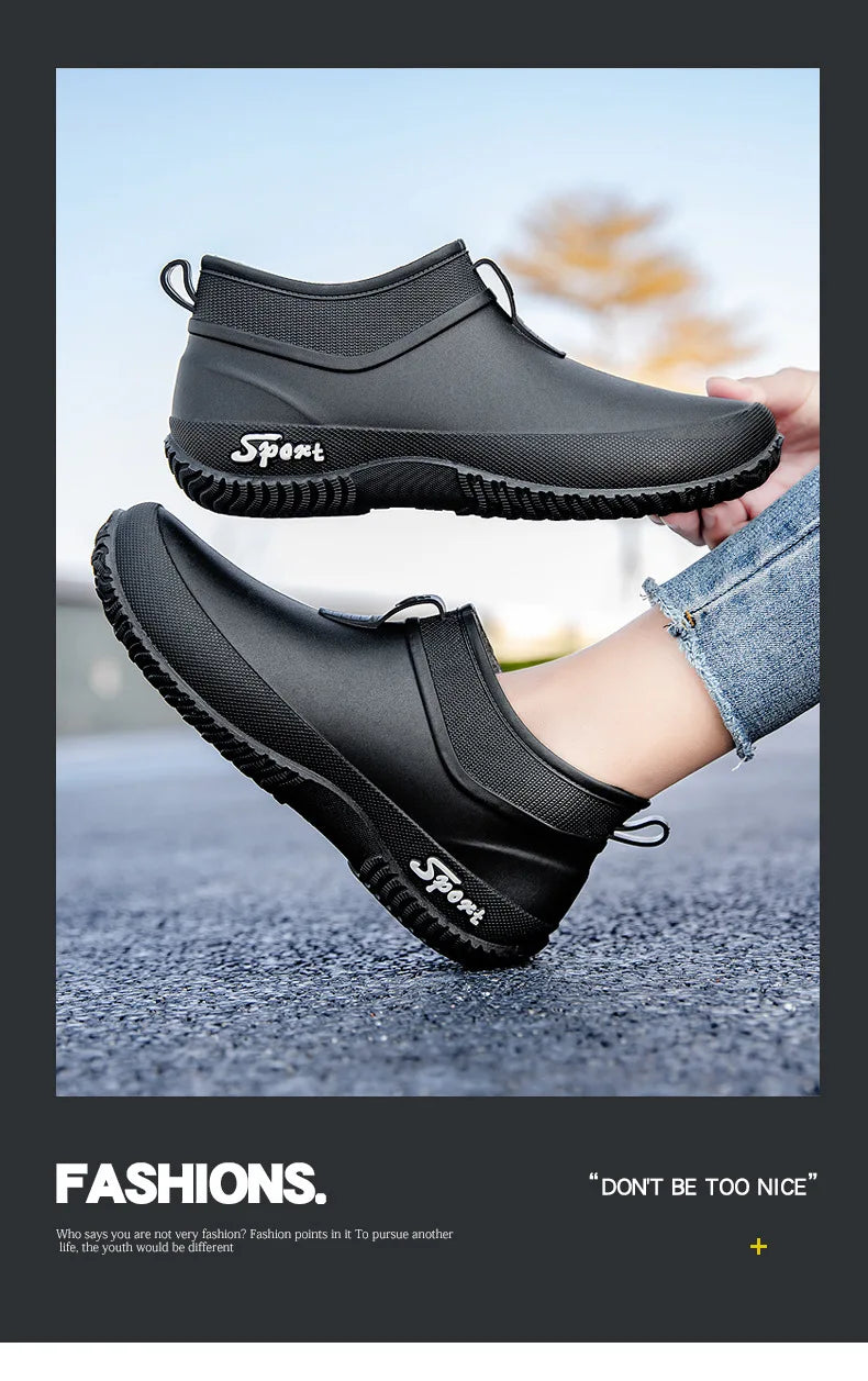 Casual Thick Bottomed Waterproof Outdoor Wear-Resistant Ladies Short Tube Water Shoes Daily Leisure Rain Boots for Women