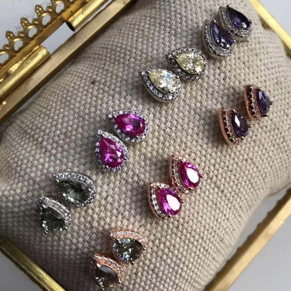 2023 New Arrived Top Quality Classic Fashion Girl Women Jewelry Geometric Shaped Colorful Simple CZ Stud Earring