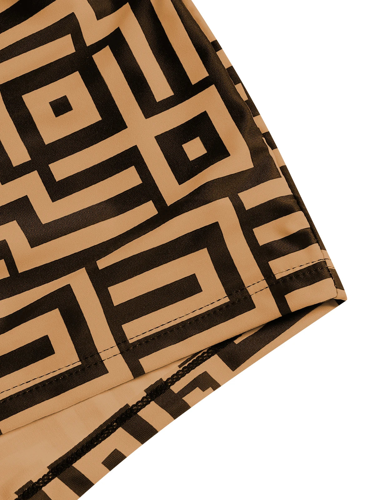 Women's Beach Summer Geometric Print Three-Piece Swimsuit Set with Long Sleeve Beach Cover-Up, Polyester Knit Fabric with Elasta