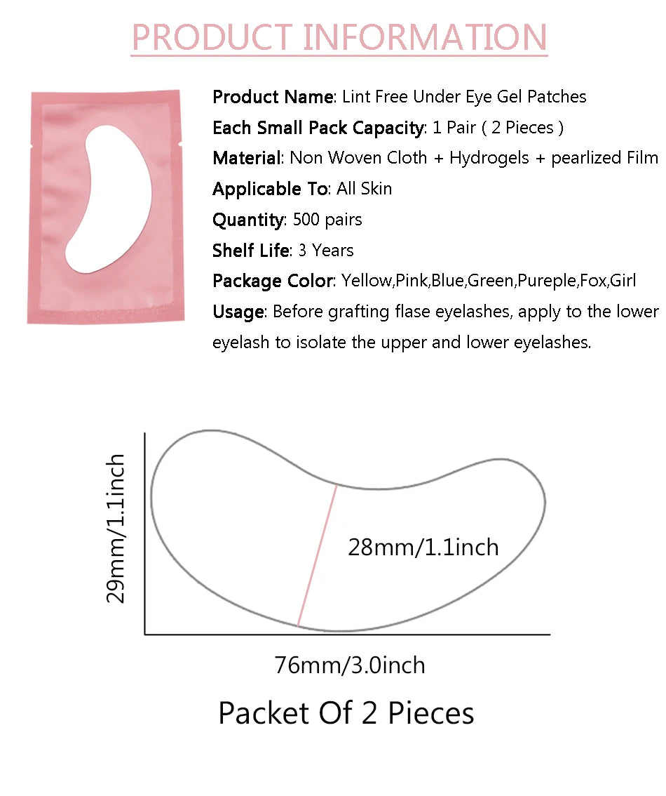 500 Pairs Wholesale Eyelash Extension Supplies Paper Patches Grafted Eye Stickers Under Eye Pads Eye Tips Sticker Lash Eyepatch