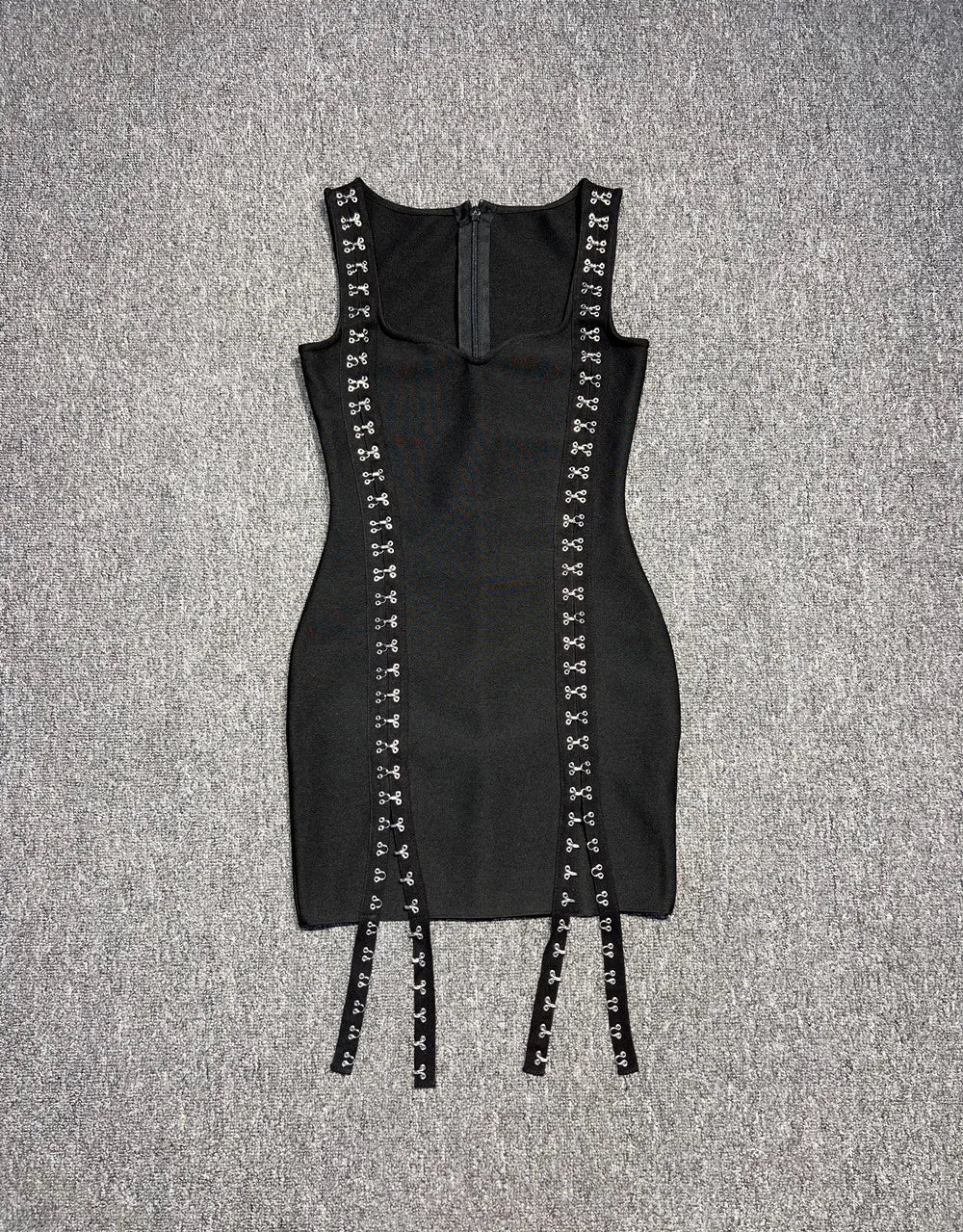 High Quality Women Sleeveless Sexy Square Collar Keyhole Bodycon Mini Bandage Dress Nightclub Party Celebrate Birthday Dress