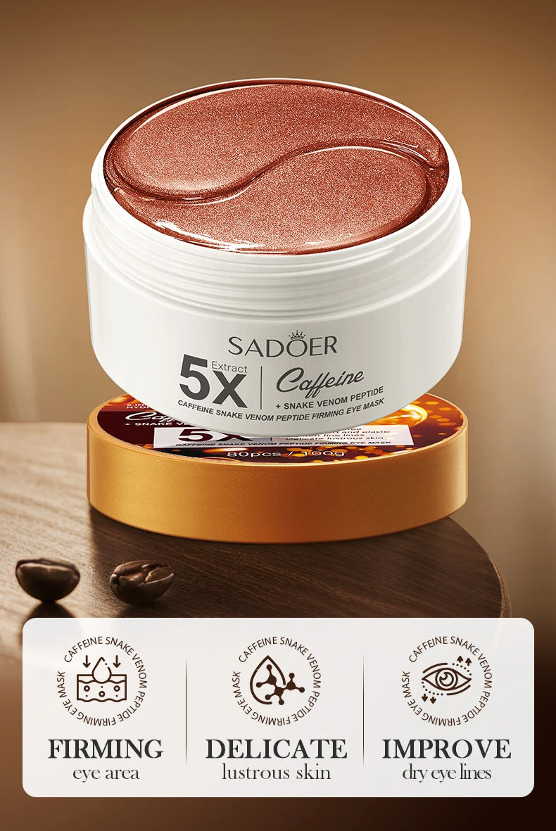 60pcs SADOER Caffeine Eye Mask Anti Dark Circles Firming Moisturizing Wrinkles Anti-aging Hydrating Seaweed Patches