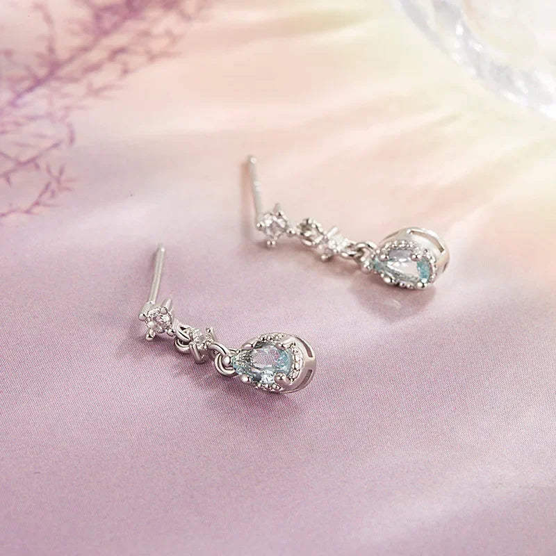 New 925 Sterling Silver Zircon Earrings Shining Charm Simple Style Women Earrings Birthday Gift for Friends Fine Jewelry