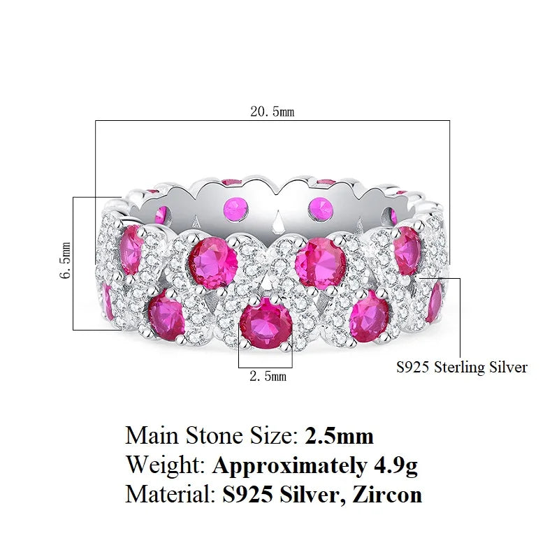 Halaile S925 Sterling Silver Zircon Jewelry High Carbon Diamond Gemstone Row Ring Luxury Fine Jewelry Women's Trendy Party Gift