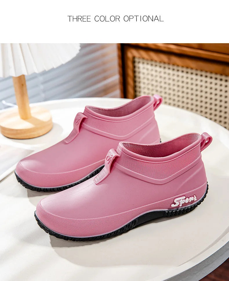 Casual Thick Bottomed Waterproof Outdoor Wear-Resistant Ladies Short Tube Water Shoes Daily Leisure Rain Boots for Women