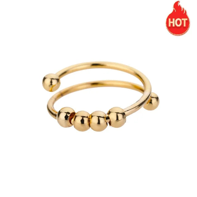 Stainless Steel Twist Chain Adjustable Rings for Women Men Simple Geometric Leave Flower Open Ring Jewelry Female Holiday Gifts