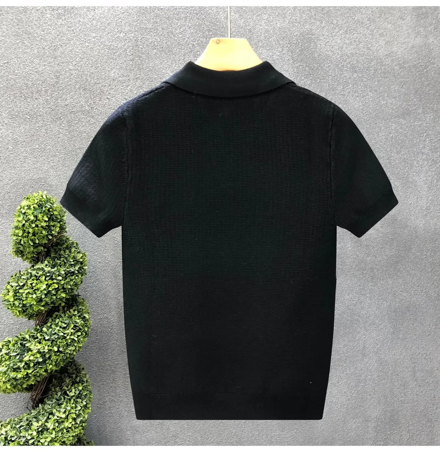 Casual Knitted Polo Shirt Men's Short Sleeve Cuban Collar T-Shirt Summer Fashion Individualistic Turn-down Collar Male Top