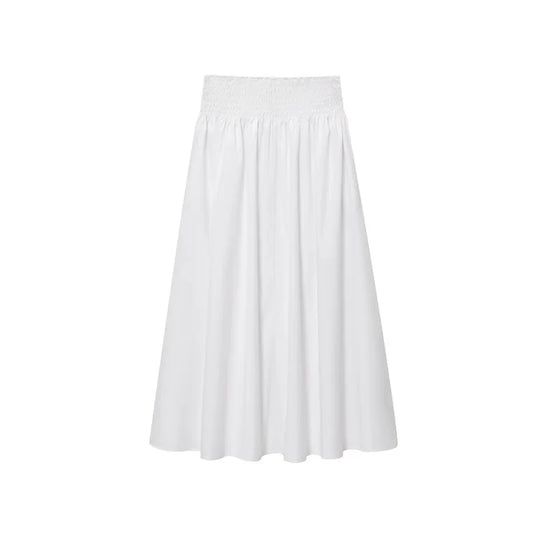 Women's Skirt 2025 New European and American Style Solid Color Poplin Long Skirt Summer Women's Casual Midi Skirt