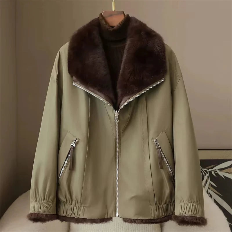 Women's jacket 100% Natural Real Fur Coat Winter Down Jacket Warm Elegant Women Outerwear 2025 New Parker Arrivals Coats Jackets