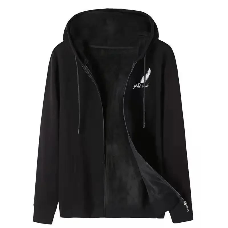 Men's Sherpa Lined Zip Hoodie Heavyweight, Winter Fleece Jacket S-5XL, Oversized Pullover Coat with Hood for Cold Weather