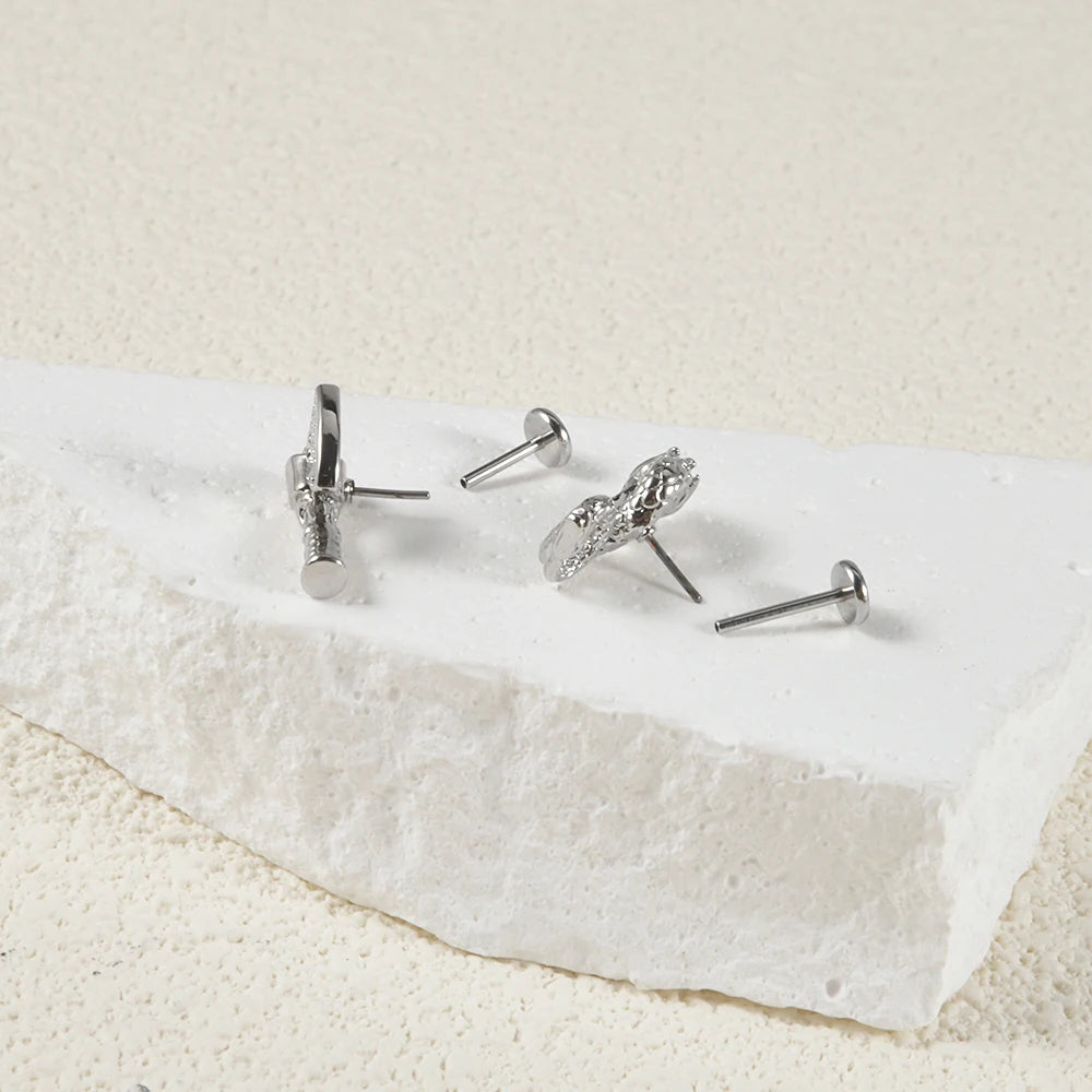 1PC Surgical Steel Threadless Wrench Axe Scissor Dragon Labret Lip Ring Ear Cartilage Tragus Earring Helix Lobe Piercing Jewelry