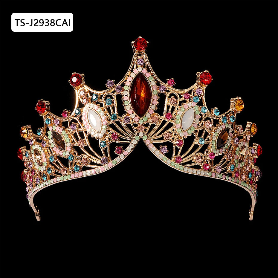 Gold Color Tiaras and Crowns for Women Wedding Bridal Hair Accessories Pearl Rhinestone Headpiece Bride Headdress Prom Jewelry