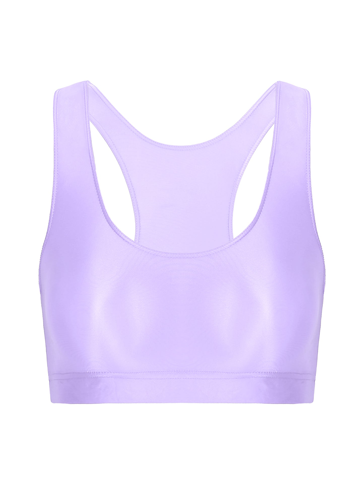 Women Glossy Swimsuit Outfit Oil Shiny Camis Crop Top Sports Fitness Smooth Tank Tops T-shirt With Panties Boxer Shorts Swimwear