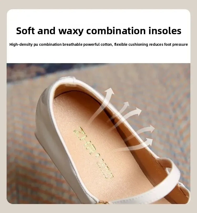 French Elegance Patent Leather Slip-On Mary Jane Shoes Retro Wine Red Buckle Strap Low Heel Thick Heel Single Shoes