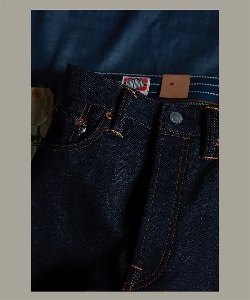 BOB DONG 23oz Extra Heavy Selvedge Denim Jeans Lot 35-3 Raw Denim Slim Straight Leg Pants