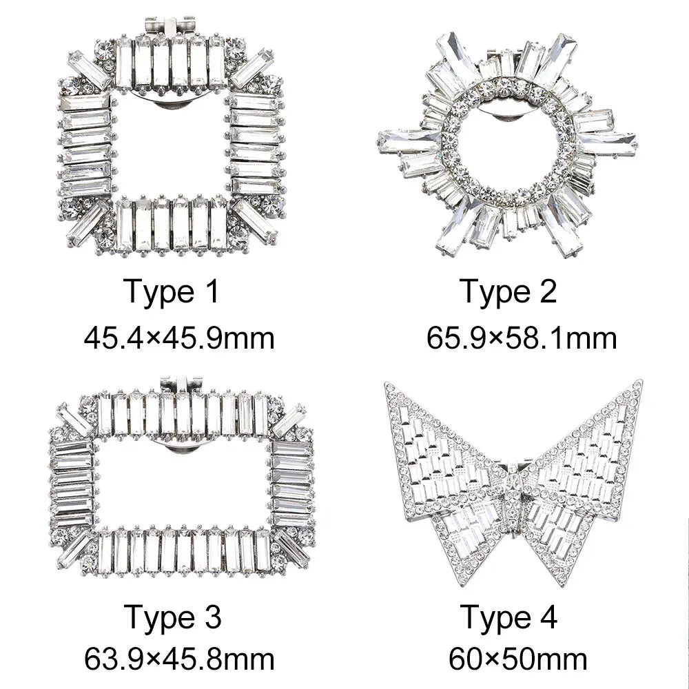 1Pair Detachable Shoes Decorations Shiny Crystal Shoes Clip Charm Buckle Rhinestone Brooch Women Bag Pendant Bride Accessories