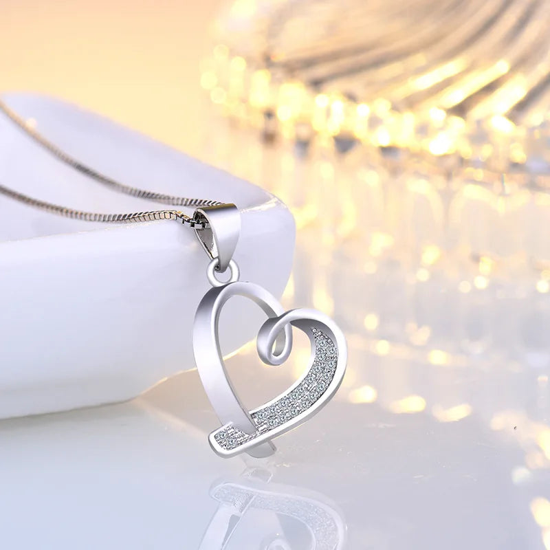New Fashion Heart Rhinestone Pendant Neckalces Women 925 Sterling Silver Jewelry Silk Ribbon Love Rose Gold Zircon Choker Chain