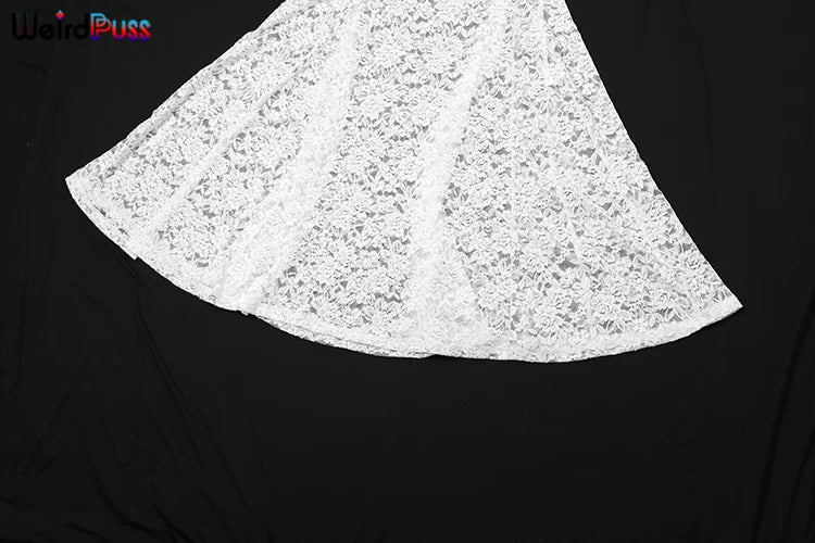 Weird Puss Lace Sexy Halter Dress Party Women Chic Backless Sleeveless Hollow Wedding Dinner Summer Vacation Bodycon Vestidos