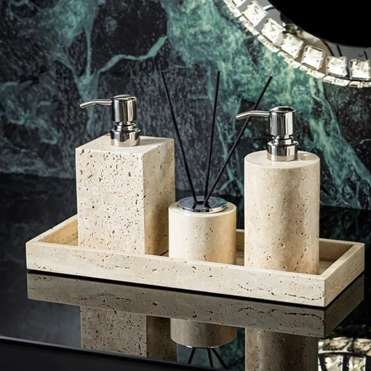 Vintage Rock Wind Cave Ceramic Lotion Bottle Bathroom Shampoo Body Wash Split Empty Bottle Cotton Bumb Box Aromatherapy Bottle